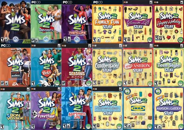 Todas las portadas de Los Sims 2.