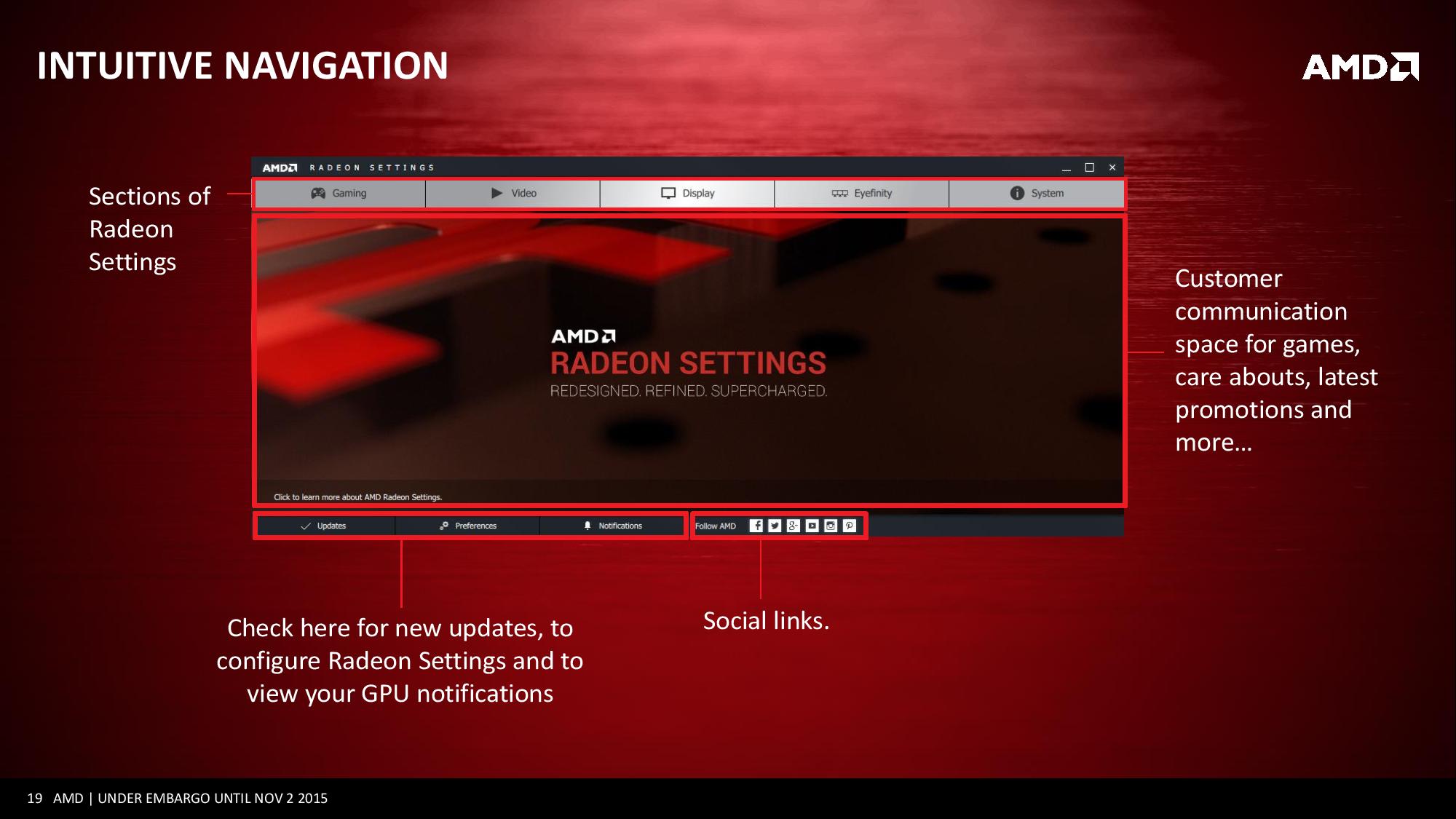 Este es el aspecto que tendrá, más o menos, Radeon Settings, la nueva aplicación para gestionar las tarjetas gráficas AMD.