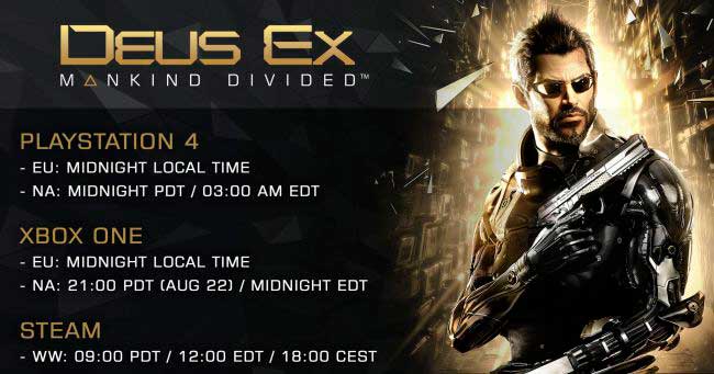 Deus Ex Mankind Divided hora de lanzamiento