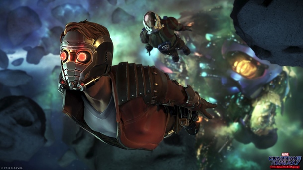 Capturas de Guardianes de la Galaxia con Star-Lord en acción.