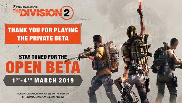 Beta abierta de The Division 2 anunciada para marzo.